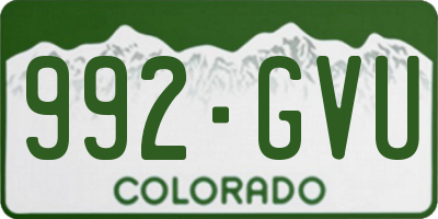 CO license plate 992GVU