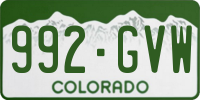 CO license plate 992GVW