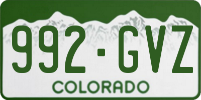 CO license plate 992GVZ