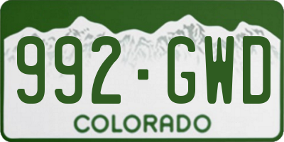 CO license plate 992GWD