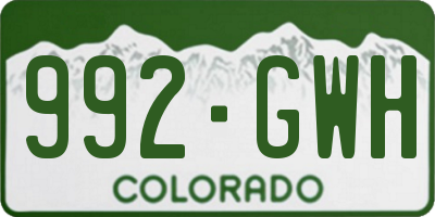 CO license plate 992GWH