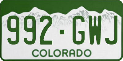 CO license plate 992GWJ