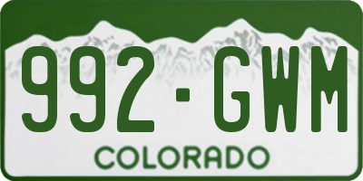 CO license plate 992GWM