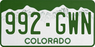 CO license plate 992GWN