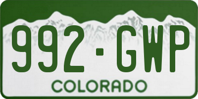 CO license plate 992GWP