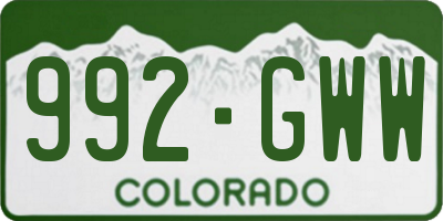 CO license plate 992GWW