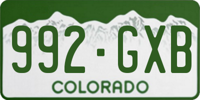 CO license plate 992GXB