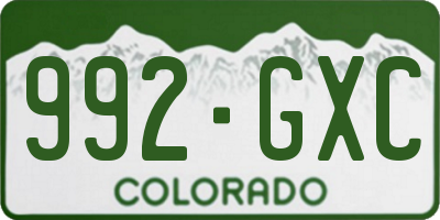 CO license plate 992GXC