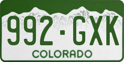 CO license plate 992GXK