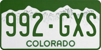 CO license plate 992GXS