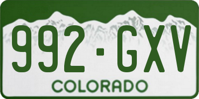 CO license plate 992GXV