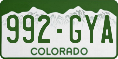CO license plate 992GYA