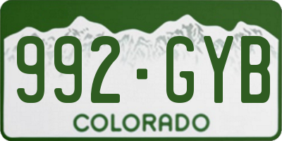 CO license plate 992GYB