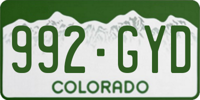 CO license plate 992GYD