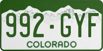 CO license plate 992GYF