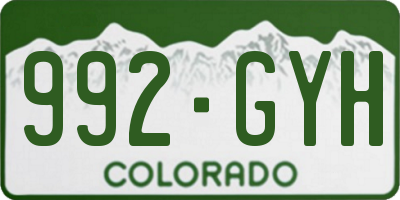 CO license plate 992GYH