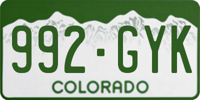 CO license plate 992GYK
