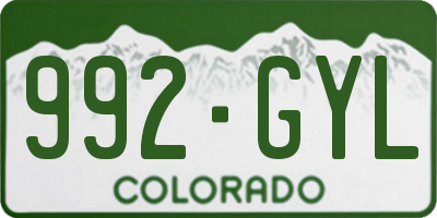CO license plate 992GYL