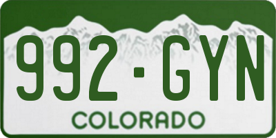 CO license plate 992GYN