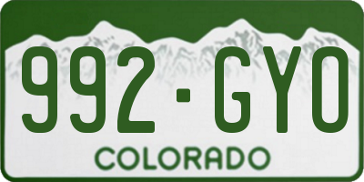 CO license plate 992GYO