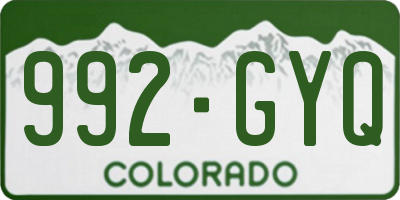 CO license plate 992GYQ