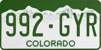 CO license plate 992GYR