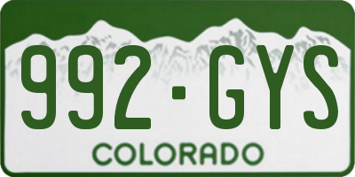 CO license plate 992GYS