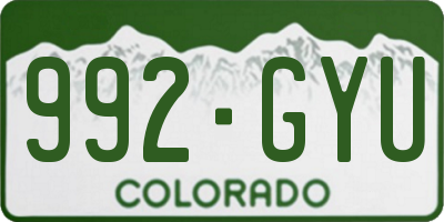 CO license plate 992GYU