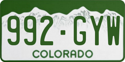 CO license plate 992GYW