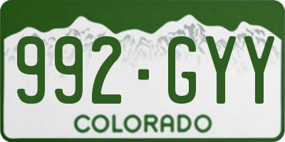CO license plate 992GYY