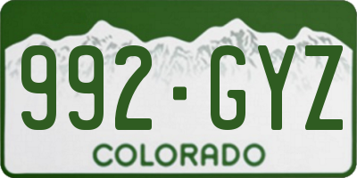 CO license plate 992GYZ