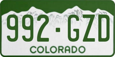 CO license plate 992GZD