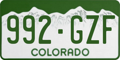 CO license plate 992GZF