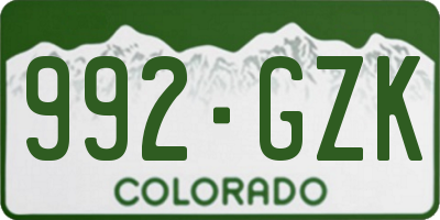 CO license plate 992GZK