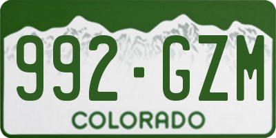 CO license plate 992GZM