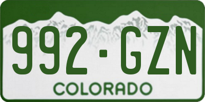 CO license plate 992GZN