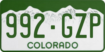 CO license plate 992GZP