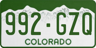 CO license plate 992GZQ
