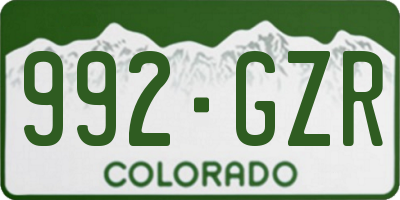 CO license plate 992GZR