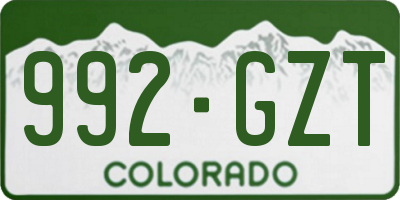 CO license plate 992GZT