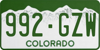 CO license plate 992GZW