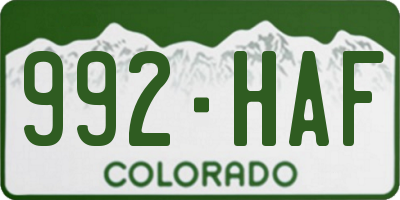 CO license plate 992HAF
