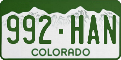 CO license plate 992HAN