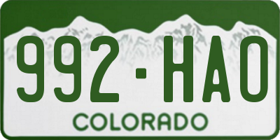 CO license plate 992HAO