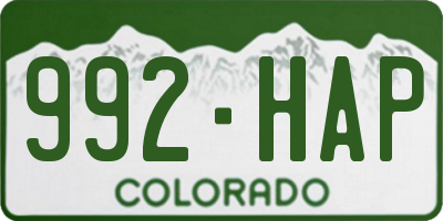 CO license plate 992HAP