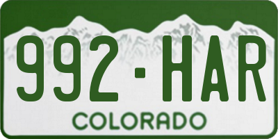 CO license plate 992HAR