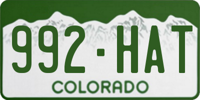 CO license plate 992HAT