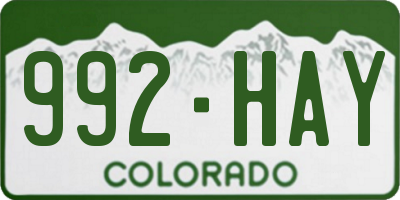 CO license plate 992HAY