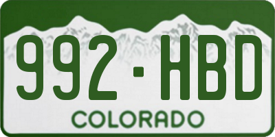 CO license plate 992HBD