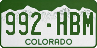 CO license plate 992HBM